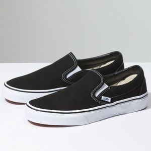 ladies black slip on vans